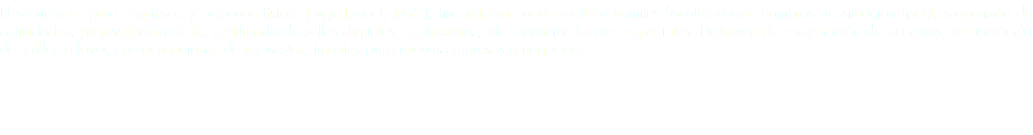 El servicio es para empresas y personas físicas ( vgr. Ismael, José ), fiscoalterna puede realizar trámites fiscales como: cambios de situación fiscal, suspensión de actividades, preinscripción al rfc, certificado de sellos digitales, contraseñas, etc. Servicios fiscales especiales: Dictamen de enajenación de acciones, recuperación de saldos a favor, compensaciones de impuestos, trámites para nuevas empresas o negocios. 